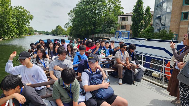 Students on a river boat in Oxford